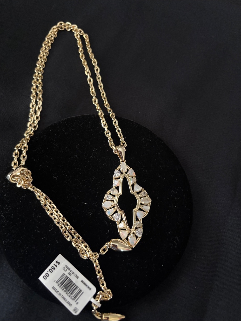 Kendra Scott Abbie Crystal Long Gold Pendant necklace